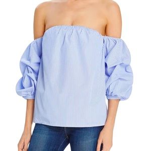 Aqua Bloomingdale’s off shoulder striped top